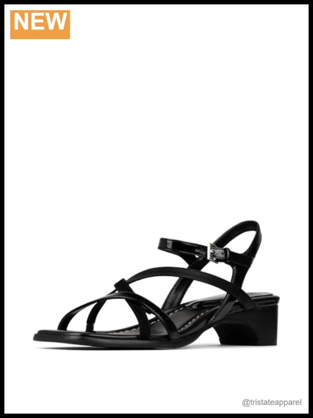 Crinkle Patent Gladiator Sandals Ankle Strap Buckle Block Heel